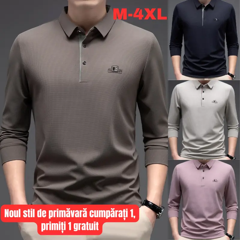Men's Seamless Long Sleeve Polo Shirt