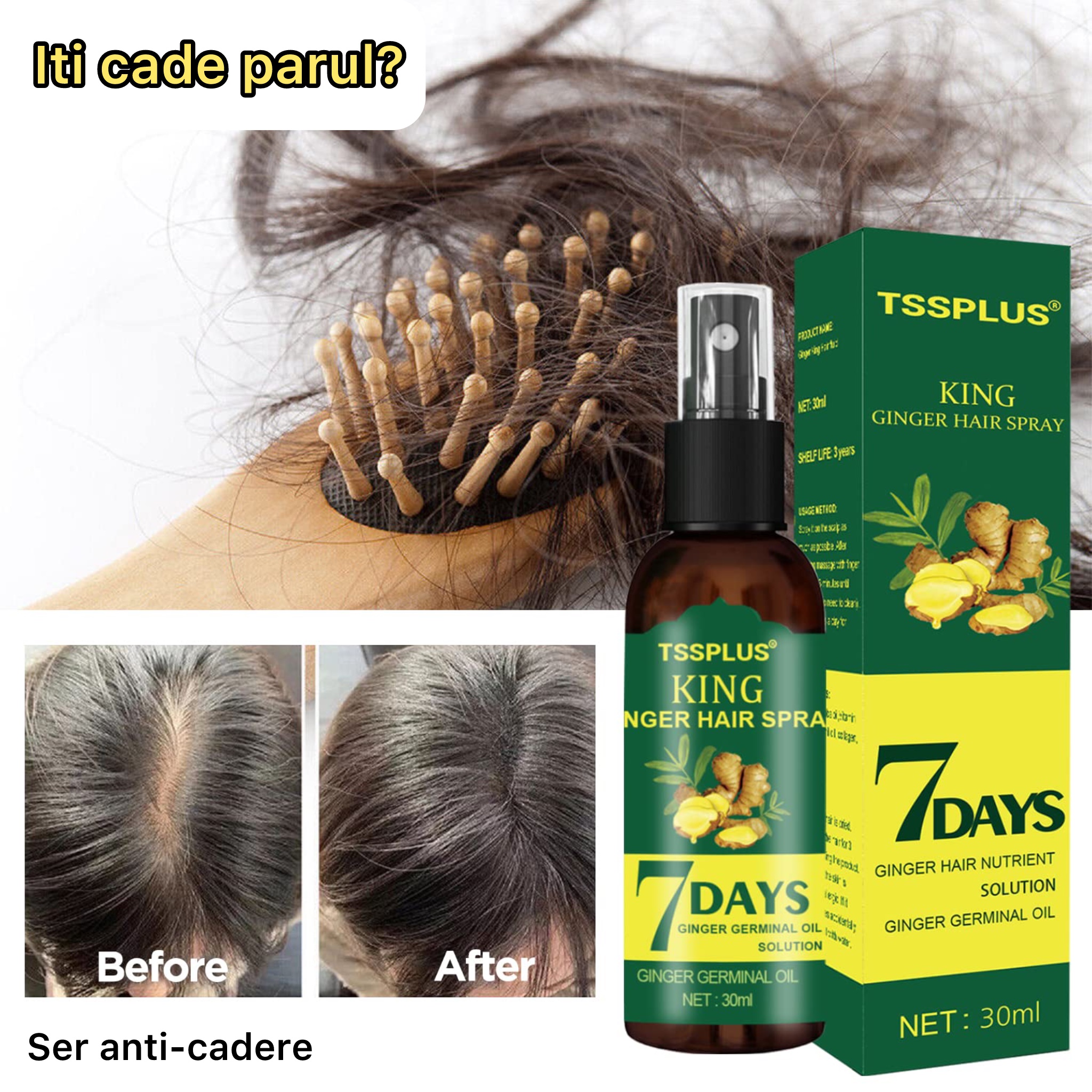 Imbirowy Spray do Włosów – Wzmacnia Cebulki i Odżywia Skórę Głowy