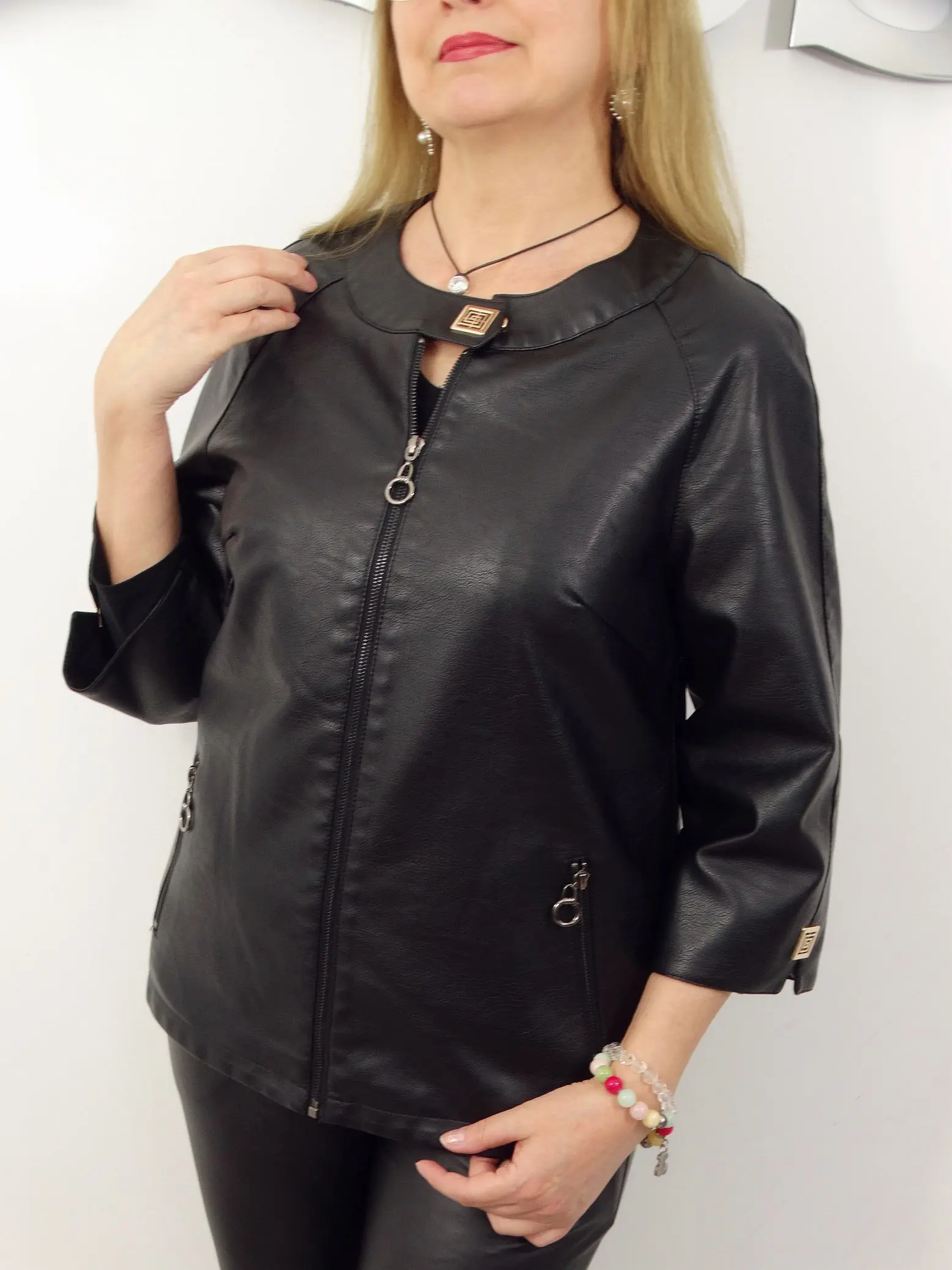 Elegancka Kurtka Ramoneska z Ekoskóry MIRELLA