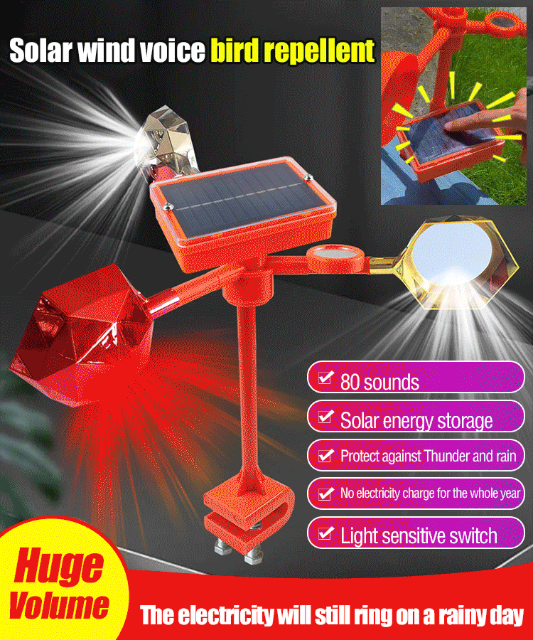 【NOWOŚĆ】 Nowo ulepszony odstraszacz ptaków z regulacją wiatru słonecznego