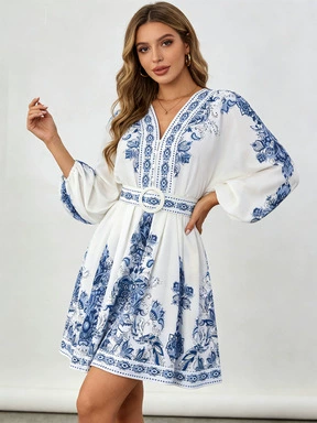 bohemian print resort style dress