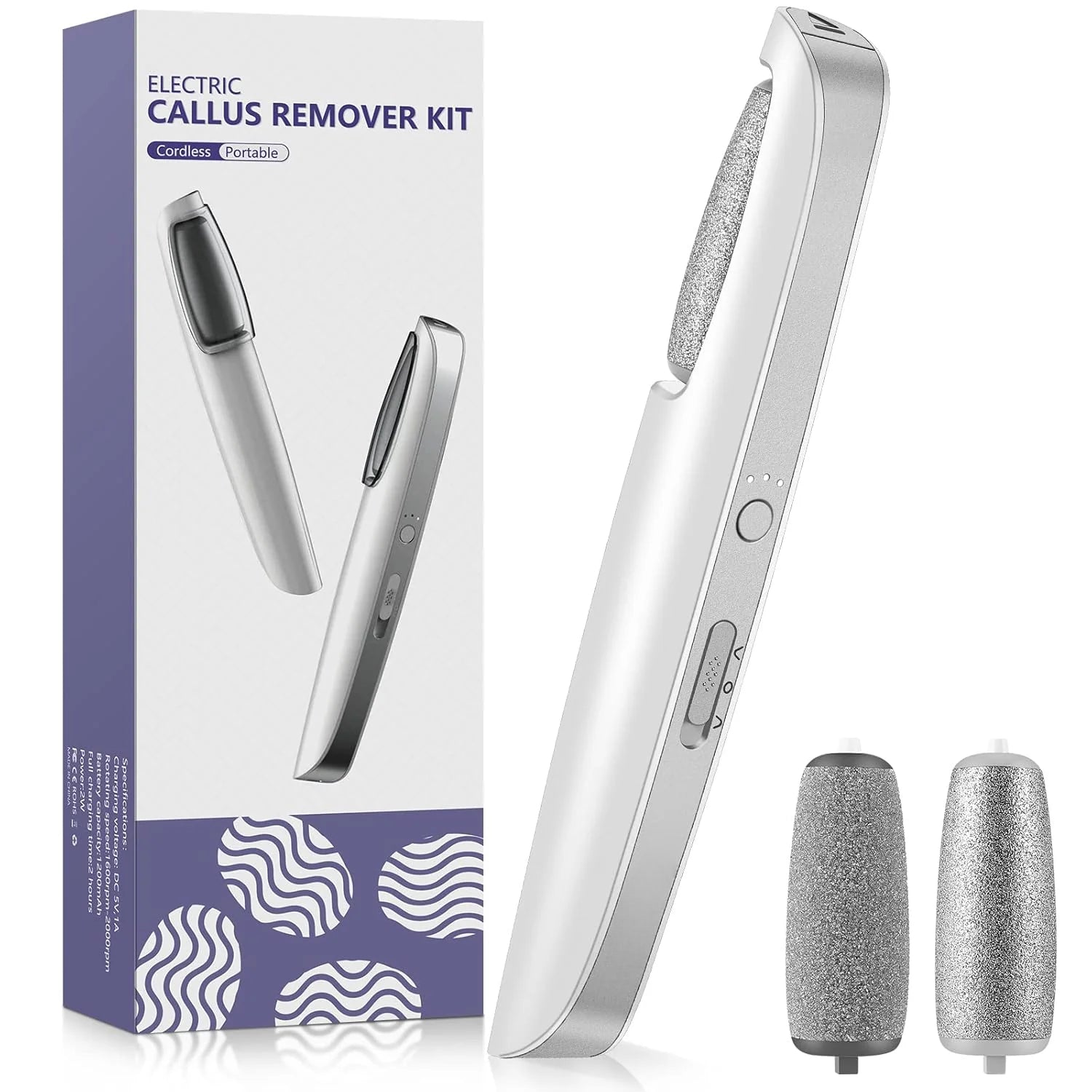 Rechargeable electric heel file – smooth heels anywhere, anytime.
