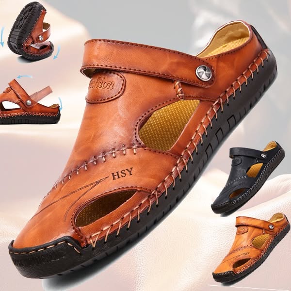 🔥 Large Size Soft Leather Men's Breathable Outdoor Sandals