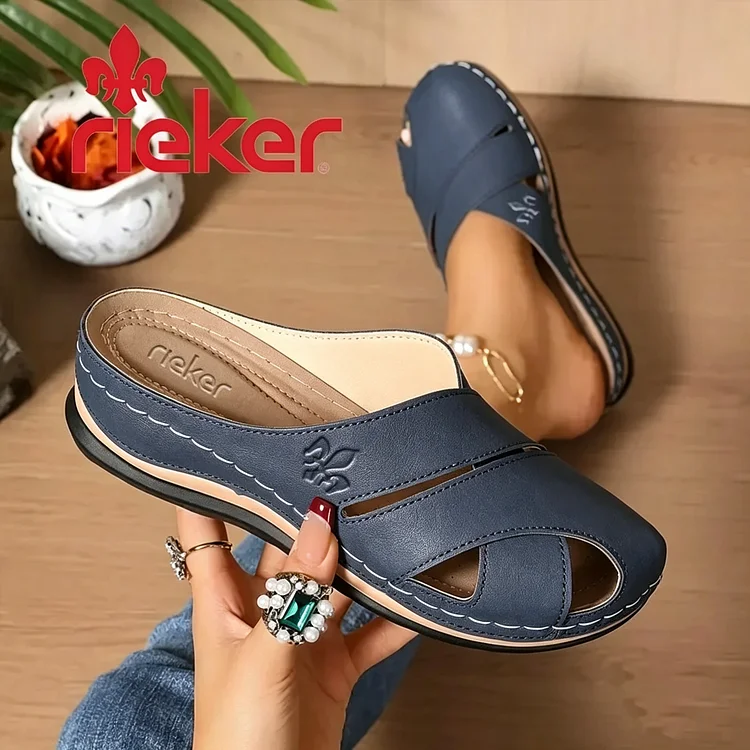 🔥RIEKER@2026 Women's wedge sandals with round toe platform