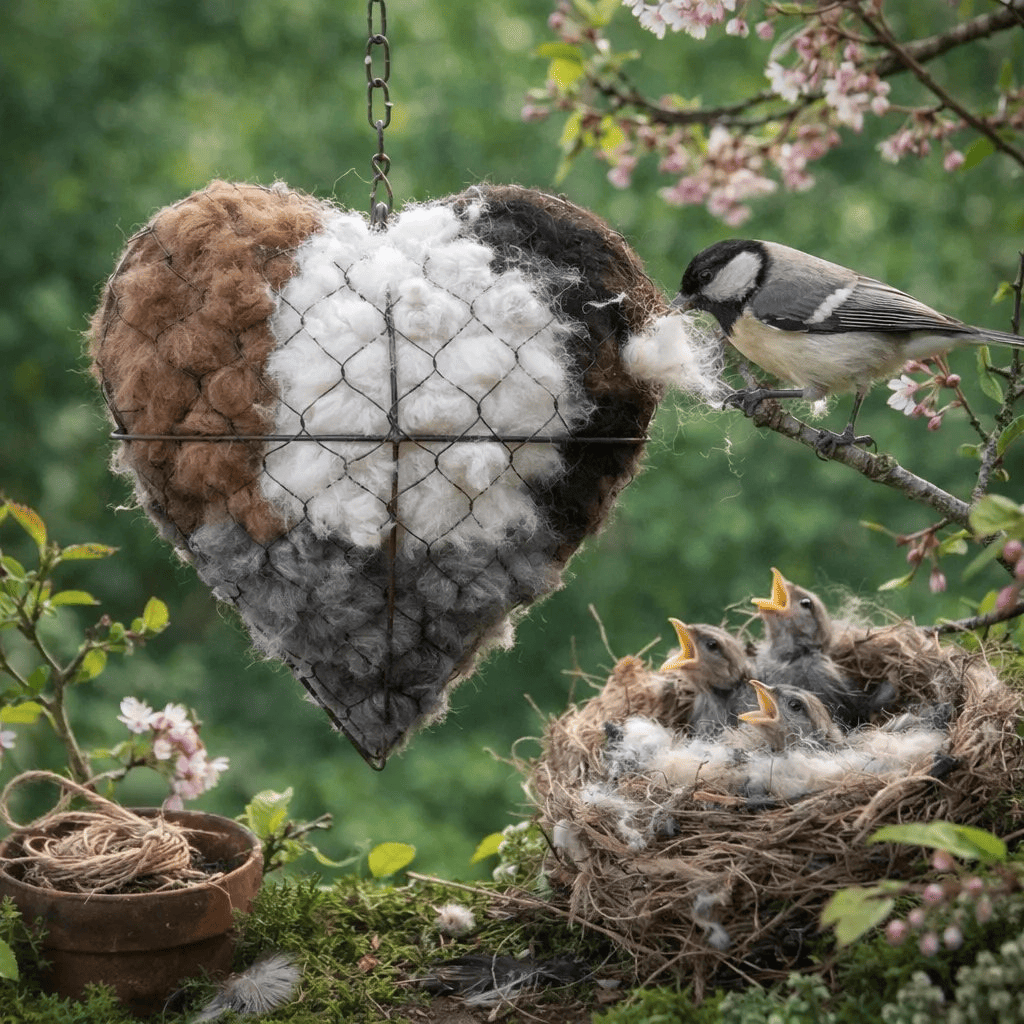🔥LAST DAY 50% OFF🕊️🏡Handmade Natural Alpaca Fiber Bird Nesting Heart❤️Bird lovers gift