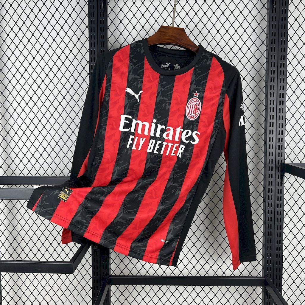 【S~4XL】AC Milan 25/26 Home Long Sleeves Football Jersey