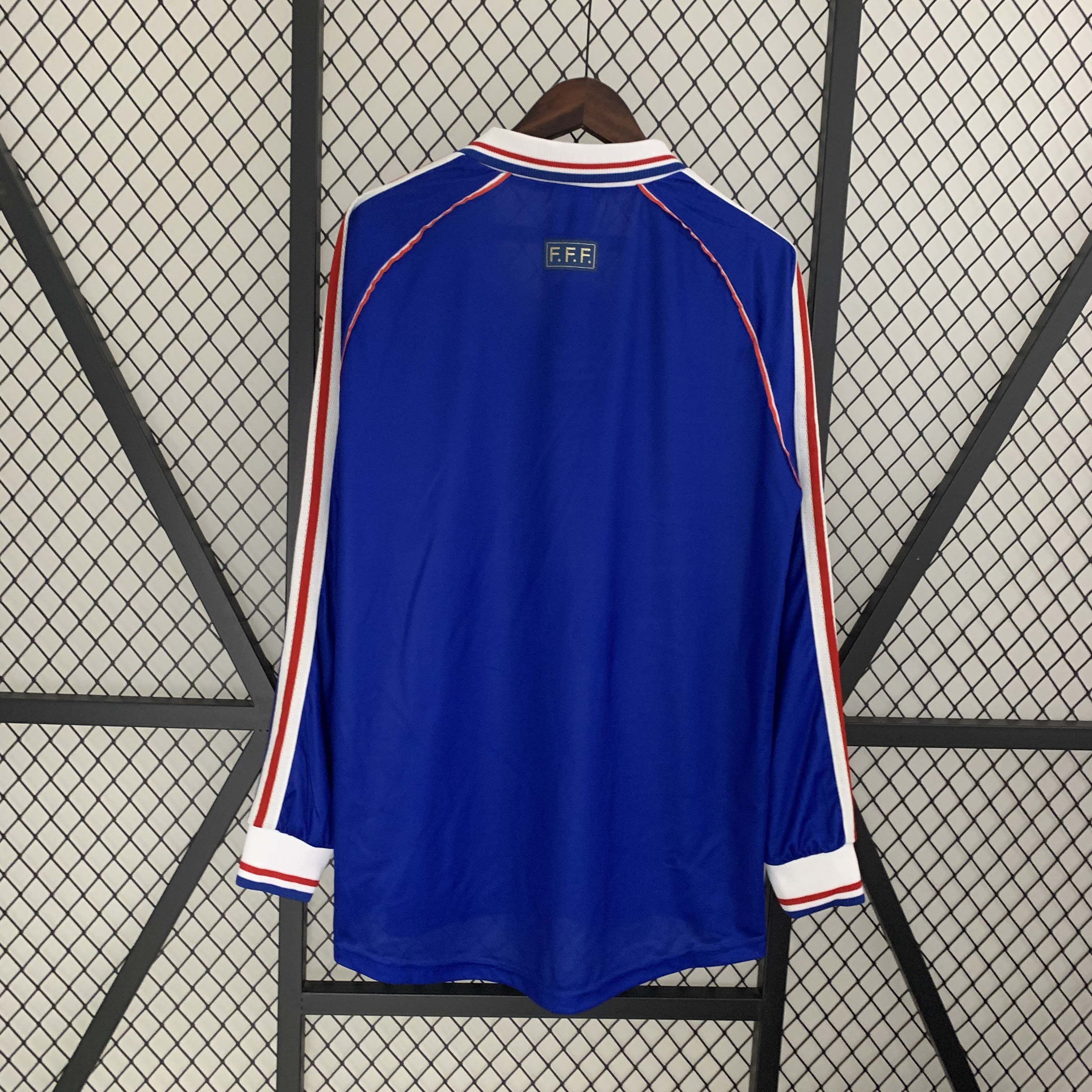 France 1998 Retro Home Long Sleeves Jersey
