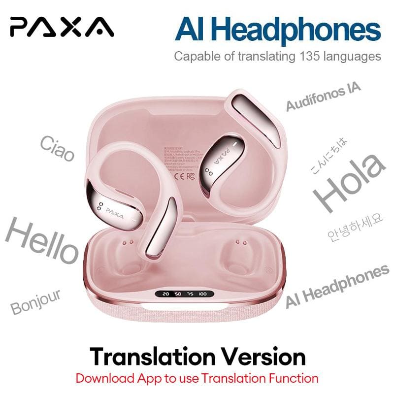 PAXA Vogbuds 5PRO Auriculares bluetooth, soporte para 114 idiomas, estilo abierto sin orejas, estéreo Hi - fi, carga rápida usb - c, ajuste cómodo, adecuado para viajes, aprendizaje y trabajo