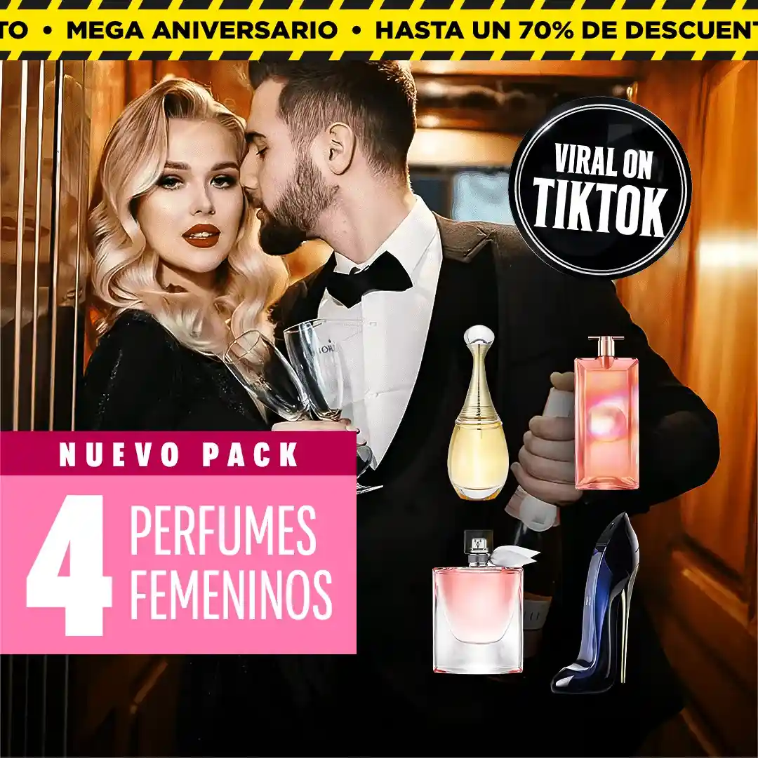 ¡PAGA 1 Y LLEVA 4! – Exclusivo kit de perfumes premium: La Vie Est Belle, J’adore, Good Girl e Idôle (Eau de Parfum, 100 ml cada uno)