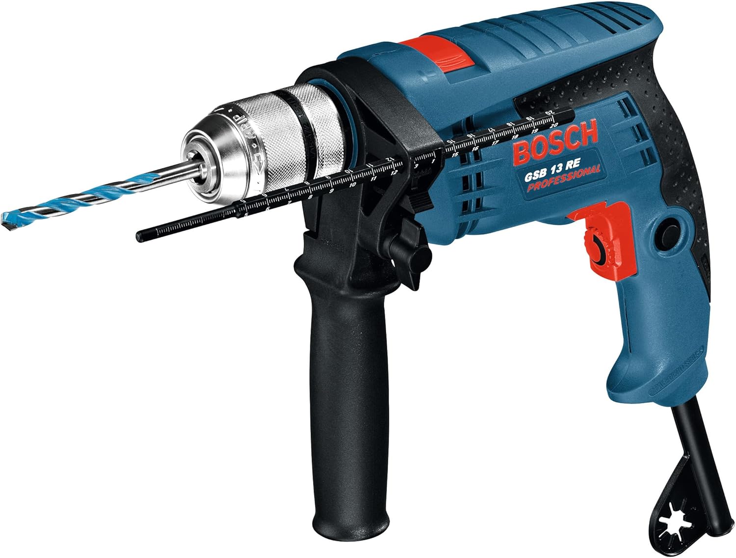 Bosch Professional GSB 13 RE ütvefúró (600 W teljesítmény, 210 mm-es behúzható mélységgel, 13 mm-es cserélhető tokmánnyal)