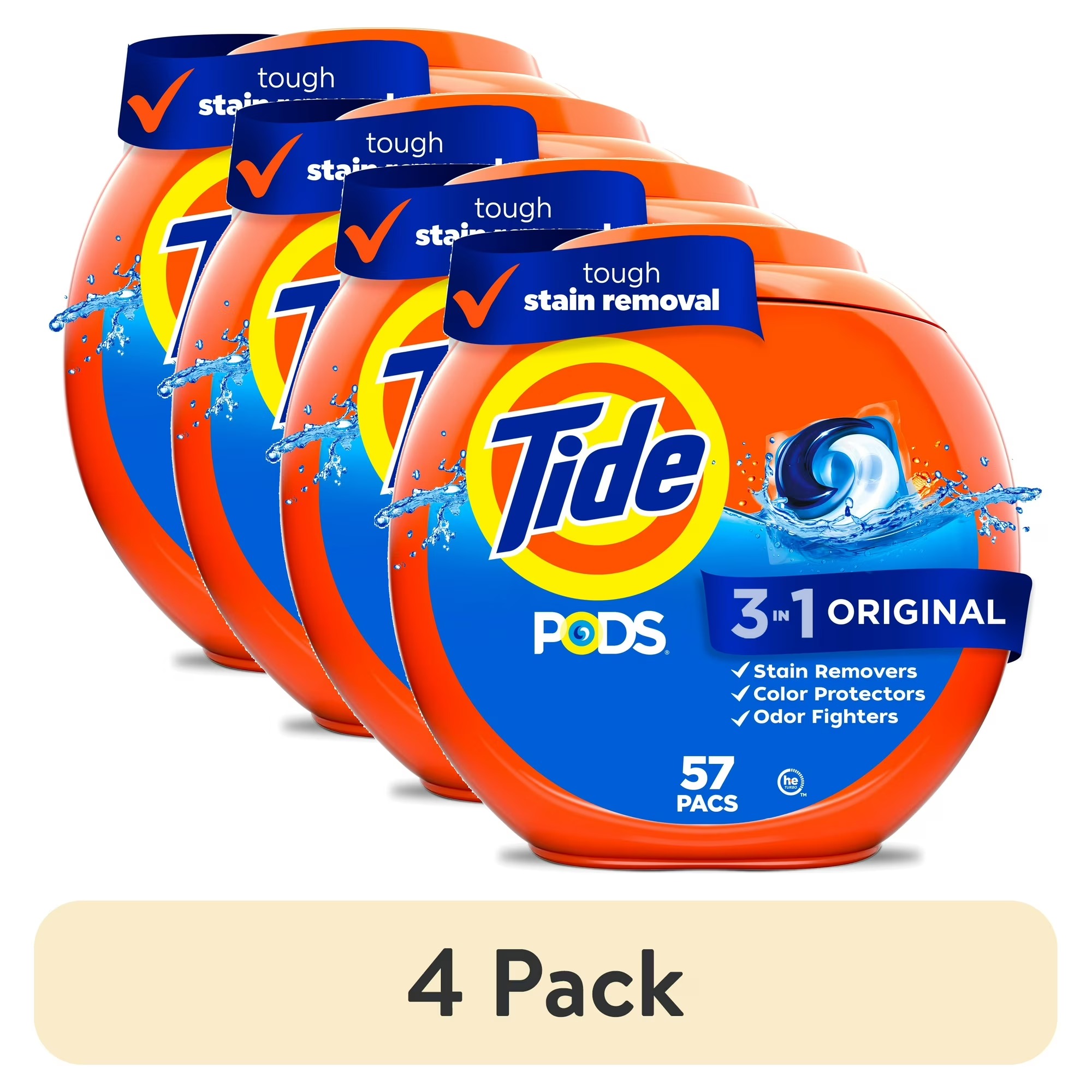 (4 Pack) Tide PODS Laundry Detergent Soap Capsules, Original Scent, 57 Count