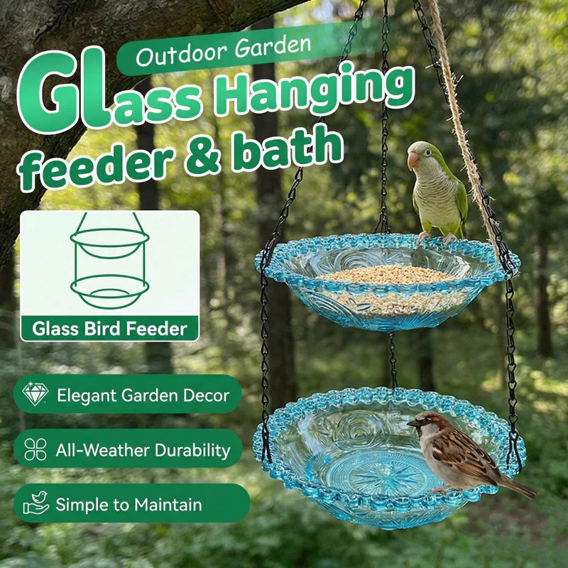 🐦 Comedero y bebedero para pájaros colgante de estilo vintage