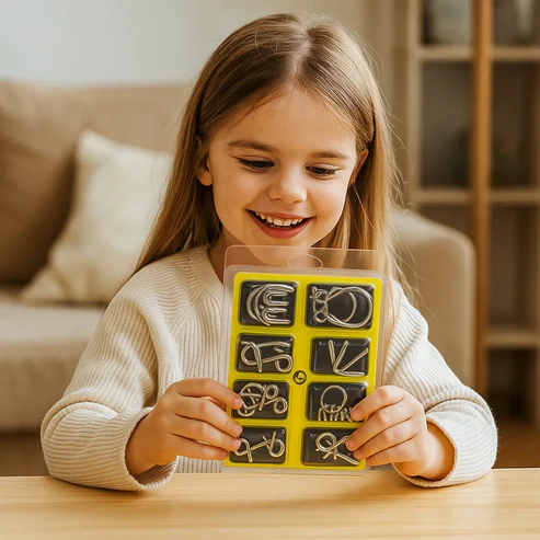 Juego de anillos de rompecabezas de metal ⎜ Juego de lógica rompecabezas para niños y adultos con múltiples desafíos de desbloqueo