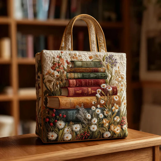 Bolso artesanal acolchado con motivos florales