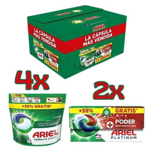 Ariel Pods Mixed Box Original and Stain Remover 192 Capsules