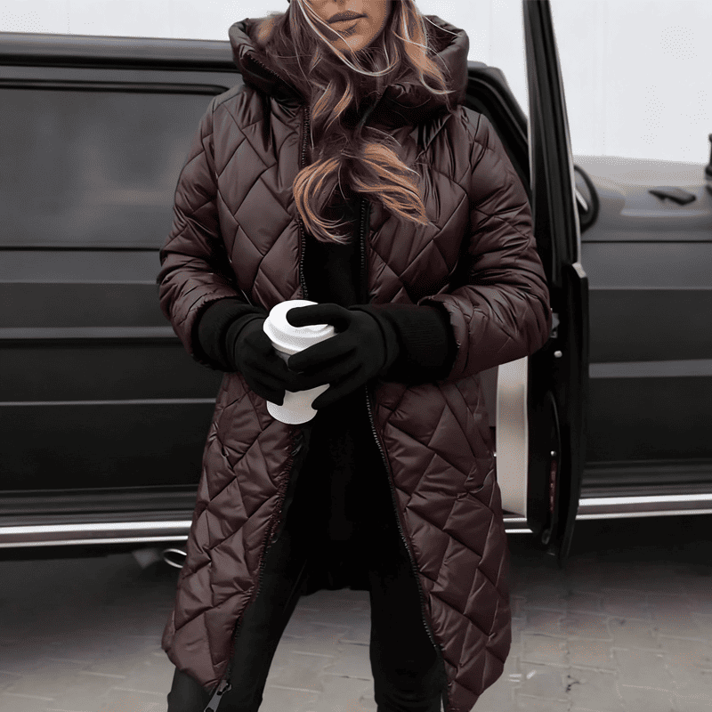 long quilted down jacket