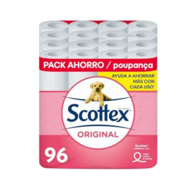 Scottex Papel Higiénico Original 96 rollos, 6 packs de 16 rollos