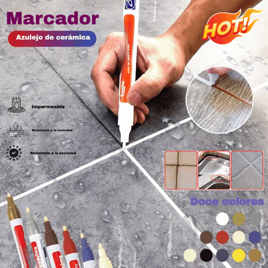 Mold and water resistant ceramic tile grout pen