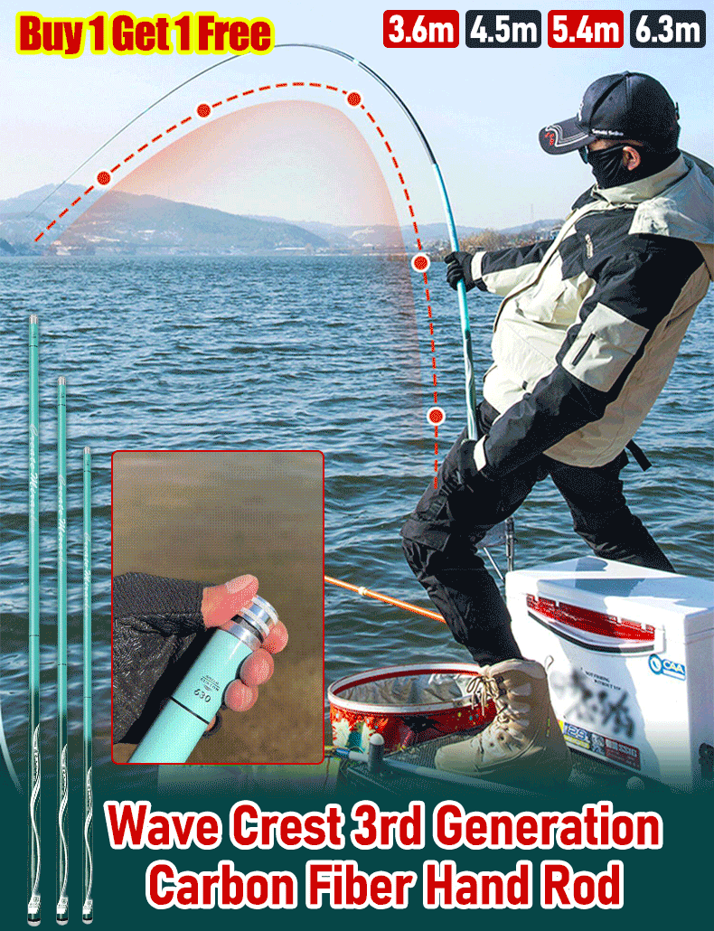 【🔥Buy 1, Get 1 Free🔥】🎣🌊“Wave Crest” 3rd generation fishing rod, long section carbon 5H28 ultralight and ultra-hard fishing rod.