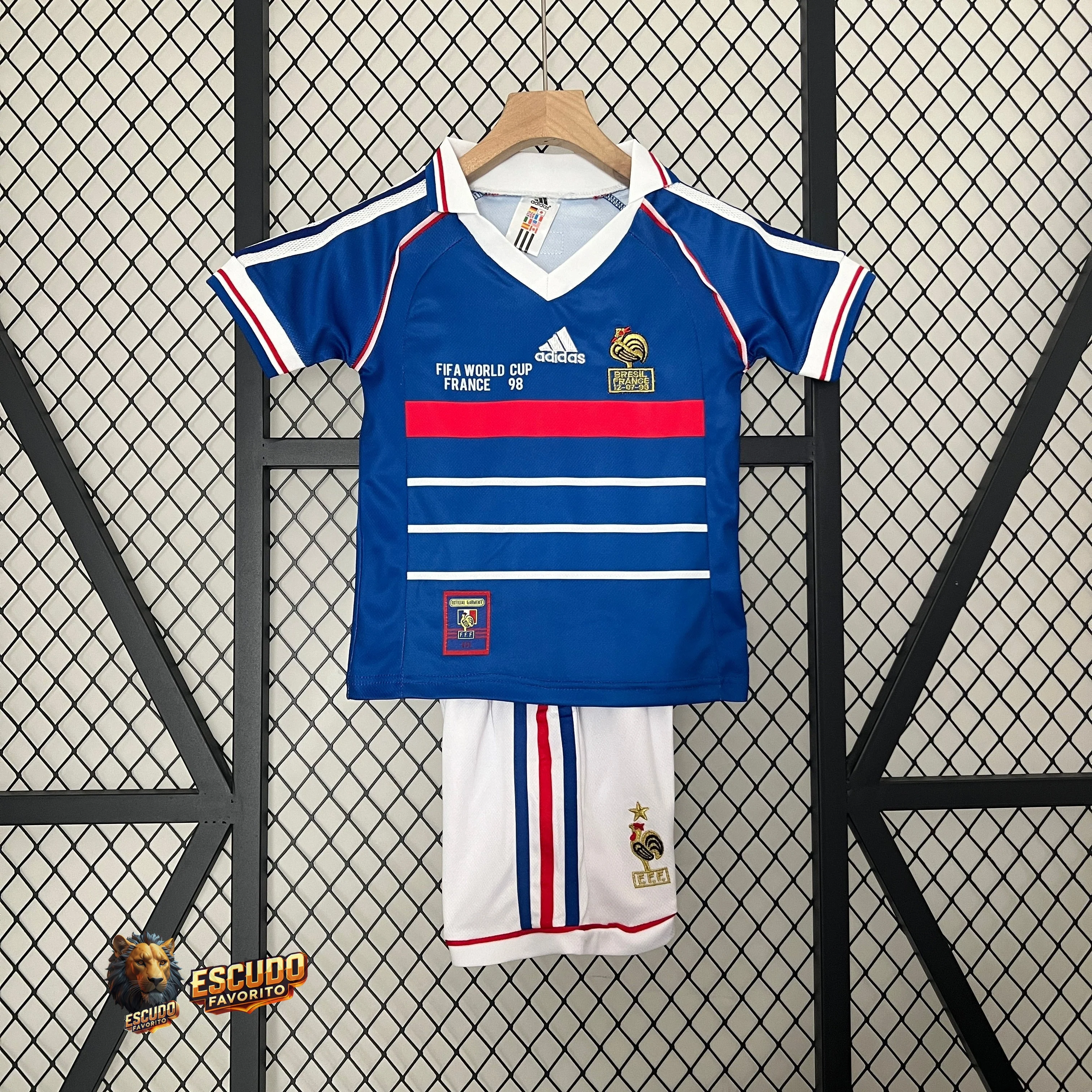 CAMISETA FRANCIA I ESPECIAL FINAL MUNDIAL 98 EQUIPACIÓN PARA NIÑOS (RETRO)
