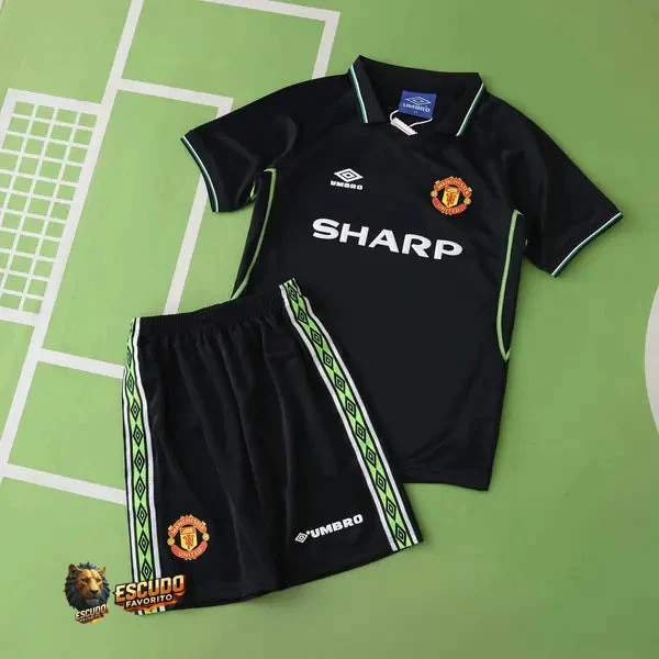 CAMISETA MANCHESTER UNITED NEGRA III 98/99 EQUIPACIÓN PARA NIÑOS (RETRO)