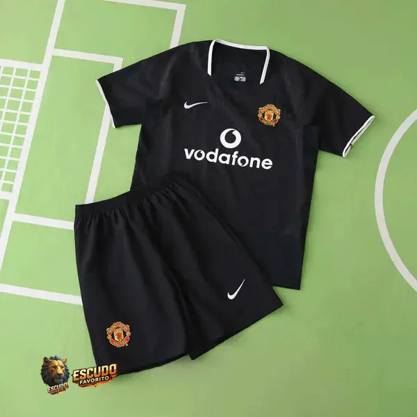 CAMISETA MANCHESTER UNITED NEGRA III 03/04 EQUIPACIÓN PARA NIÑOS (RETRO)