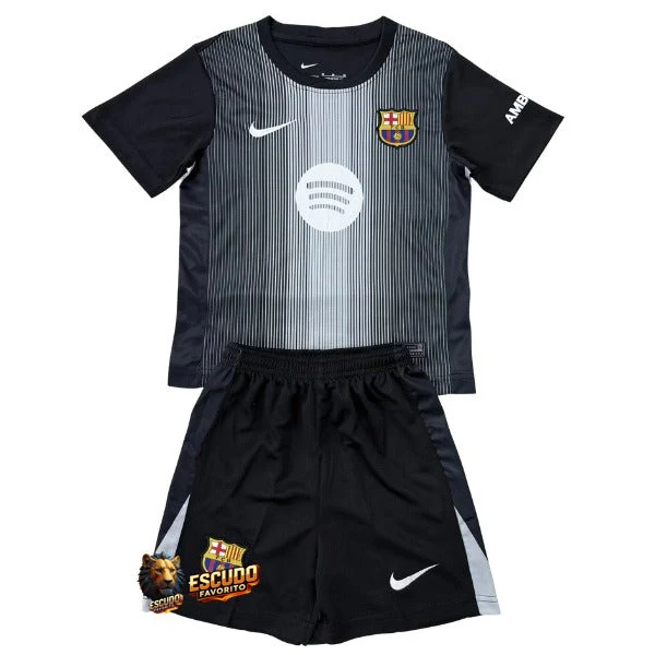 BARCELONA PORTERO III 25/26 NEGRA  EQUIPACIÓN PARA NIÑOS