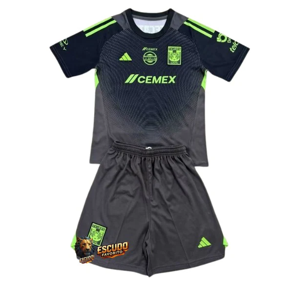 CAMISETA TIGRES PORTERO NEGRA 25/26 EQUIPACIÓN PARA NIÑOS