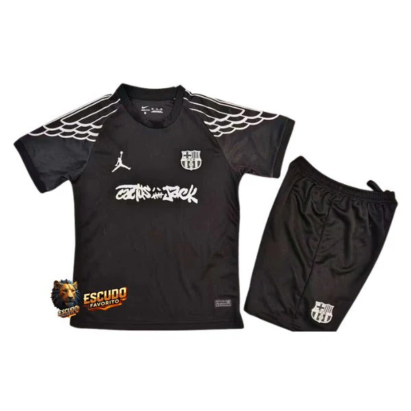 BARCELONA X TRAVIS SCOTT CACTUS JACK NEGRA EQUIPACIÓN PARA NIÑOS