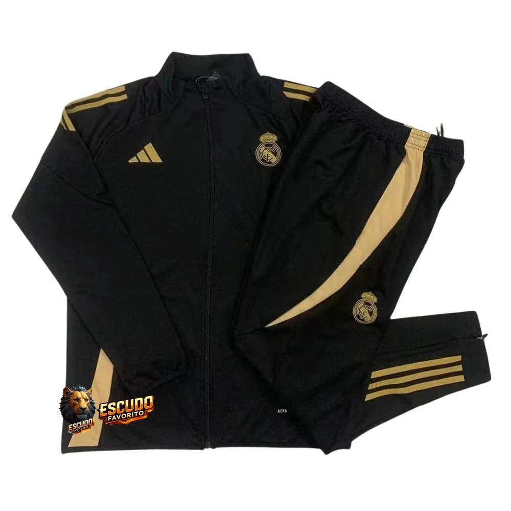 CHÁNDAL + PANTALONES REAL MADRID NEGRO 24/25 HOMBRE