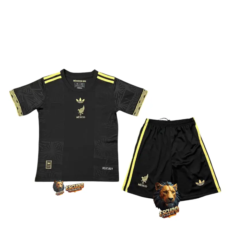 CAMISETA MEXICO NEGRA 2026 MUNDIAL EQUIPACIÓN PARA NIÑOS