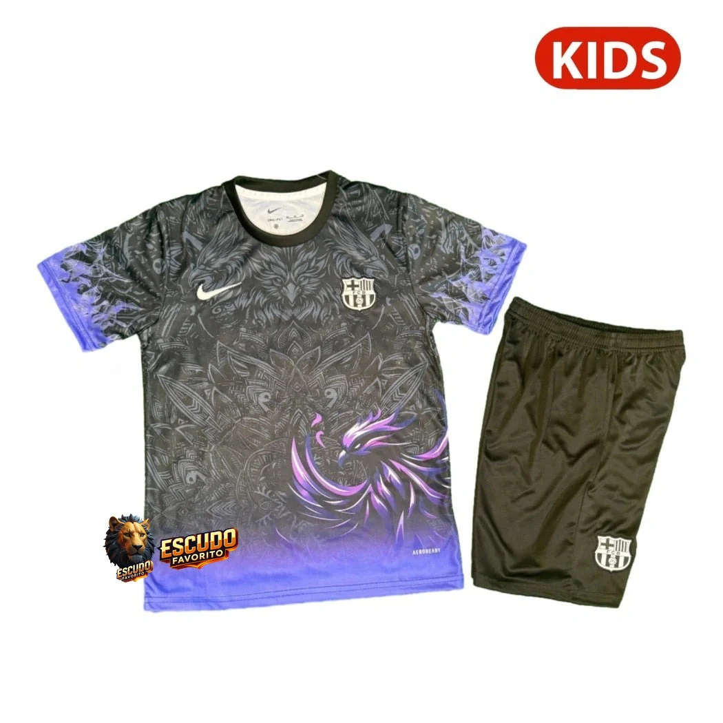 BARCELONA 25/26 EDICIÓN ESPECIAL NEGRA EQUIPACIÓN PARA NIÑOS
