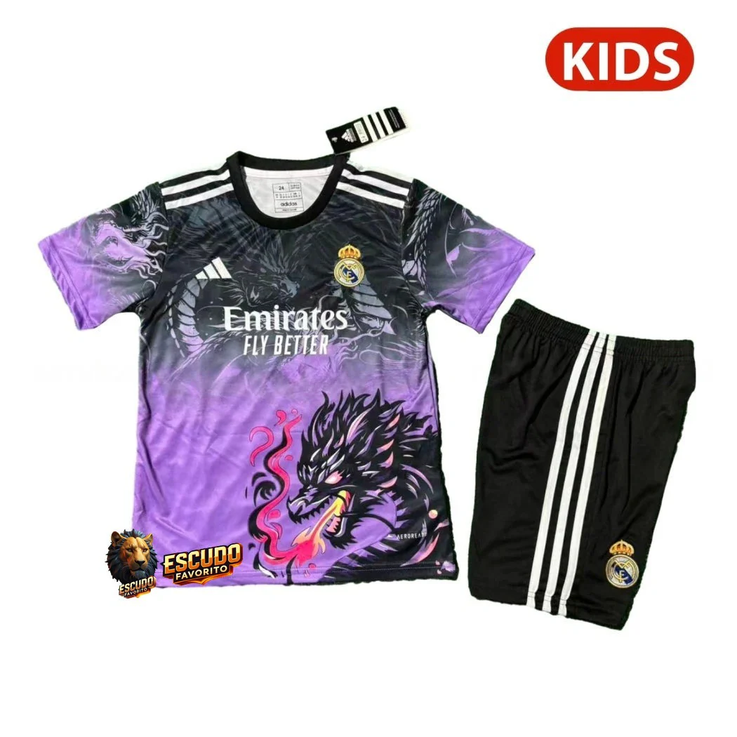 REAL MADRID DRAGÓN PÚRPURA 25/26 EQUIPACIÓN PARA NIÑOS
