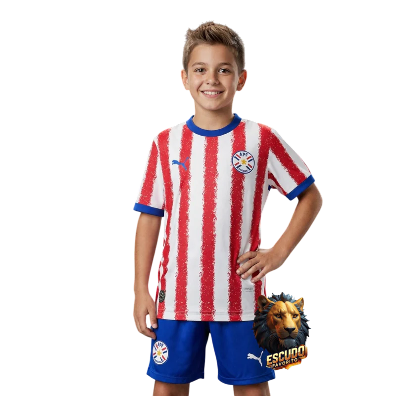 CAMISETA PARAGUAY I 2026 MUNDIAL EQUIPACIÓN PARA NIÑOS