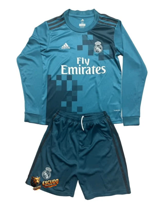 REAL MADRID III MANGA LARGA 17/18 EQUIPACIÓN PARA NIÑOS RETRO