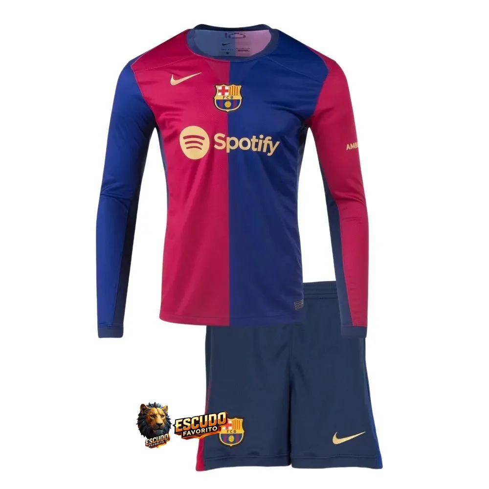 BARCELONA I 24/25 MANGA LARGA EQUIPACIÓN PARA NIÑOS