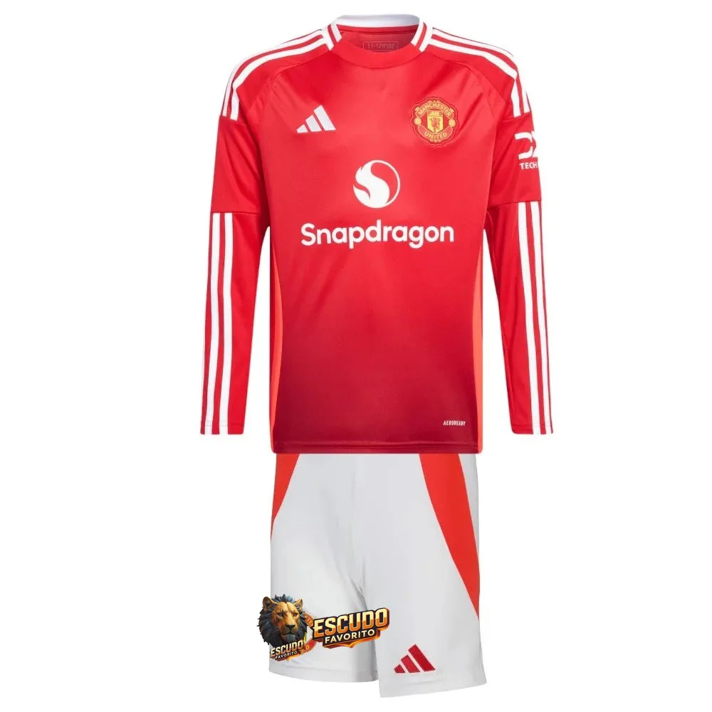 CAMISETA MANCHESTER UNITED MANGA LARGA I 24/25 EQUIPACIÓN PARA NIÑOS