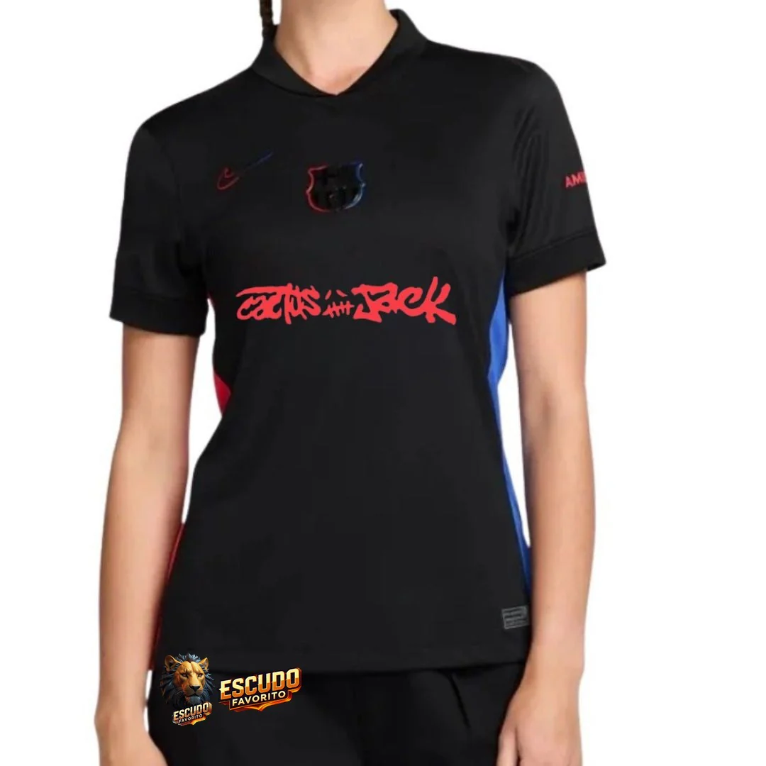 CAMISETA BARCELONA TRAVIS SCOTT II NEGRA 24/25 MUJER