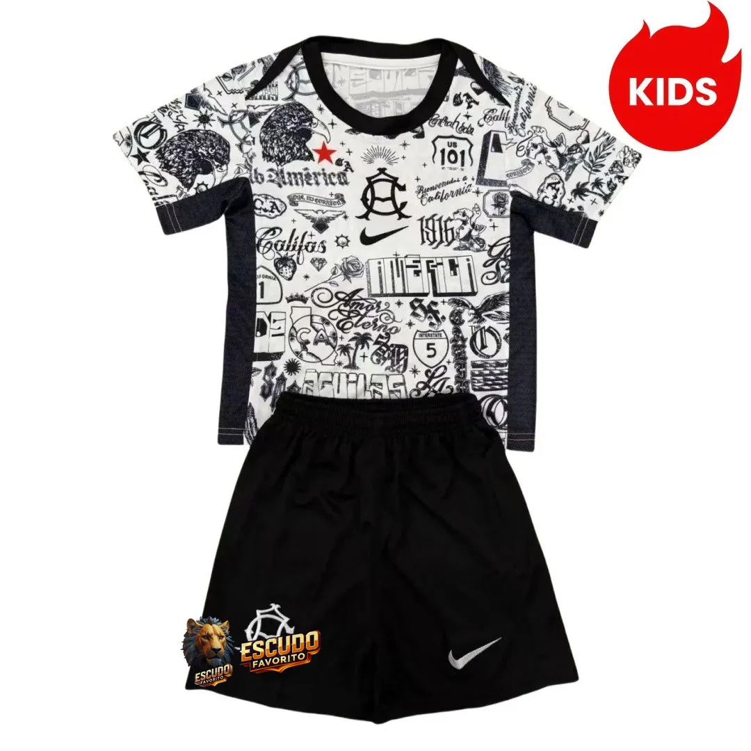 CAMISETA CONJUNTO AMERICA DO MEXICO PREJUEGO 25/26 EQUIPACIÓN PARA NIÑOS