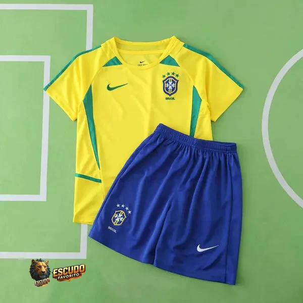 CAMISETA BRASIL I 2002 EQUIPACIÓN PARA NIÑOS (RETRO)