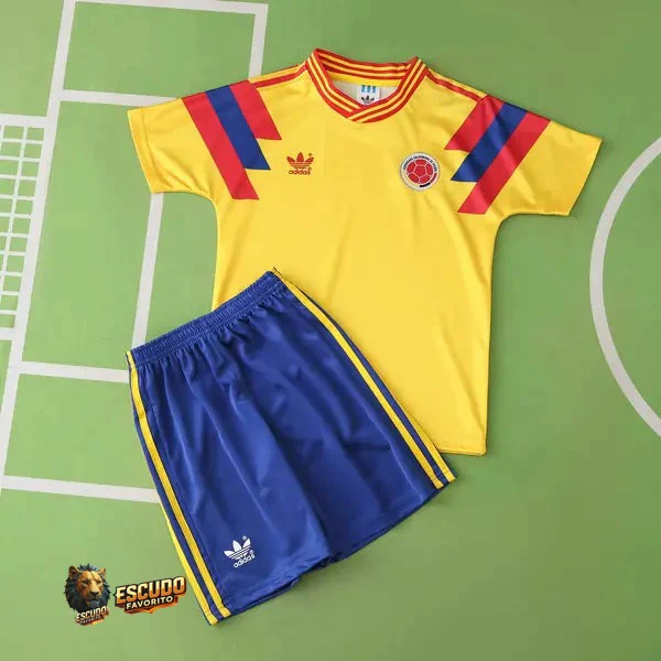 CAMISETA COLOMBIA I 1990 EQUIPACIÓN PARA NIÑOS RETRO