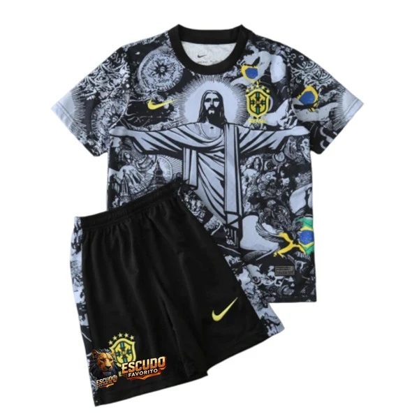 CAMISETA BRASIL EDICIÓN ESPECIAL GRAY EQUIPACIÓN PARA NIÑOS