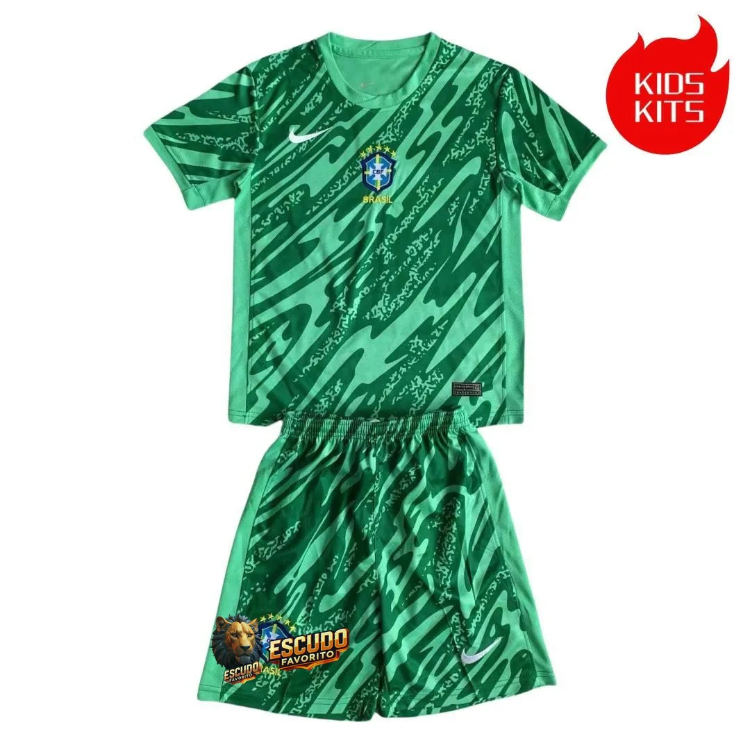 CAMISETA BRASIL PORTERO II VERDE EQUIPACIÓN PARA NIÑOS