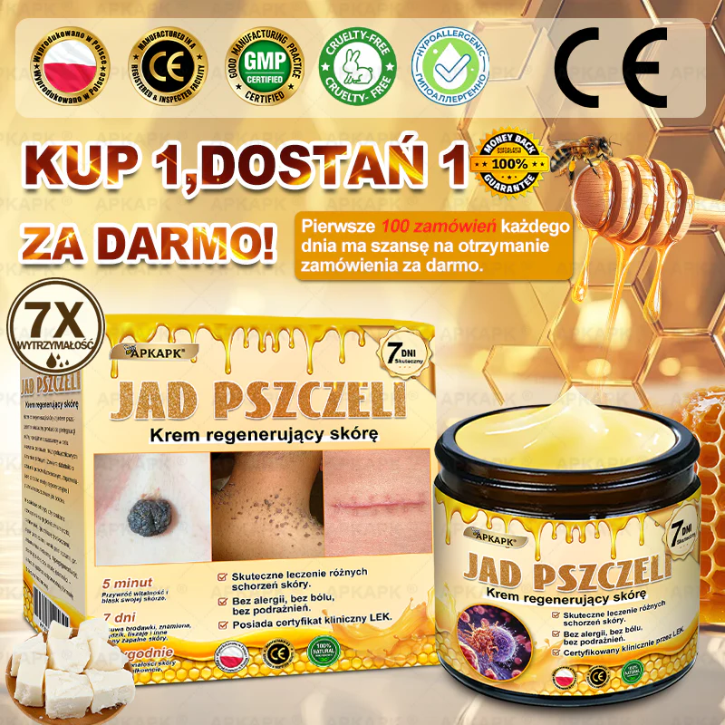 ✨ΑPΚΑPK® Jad Pszczoły Kompleksowy Krem✨pomaga w leczeniu problemów skórnych, takich jak: zmarszczki, blizny, plamy pigmentacyjne, rozstępy, trądzik, łuszczyca, egzema, zmiany skórne, podrażnienia, stany zapalne i inne problemy skórne🔥