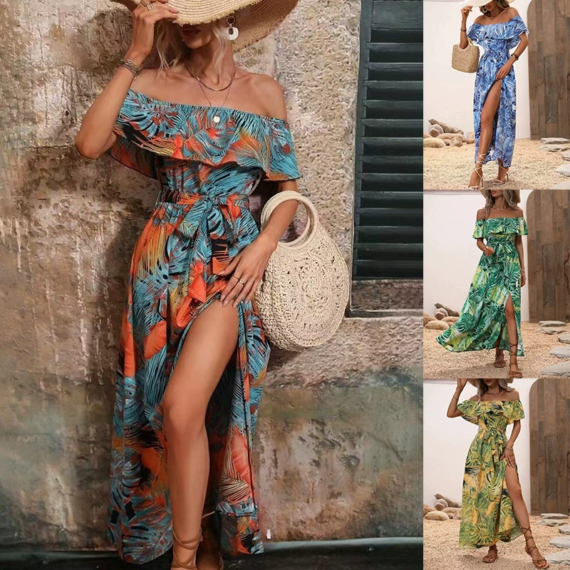 ID:21658 - Ruffled lace-up waist dress